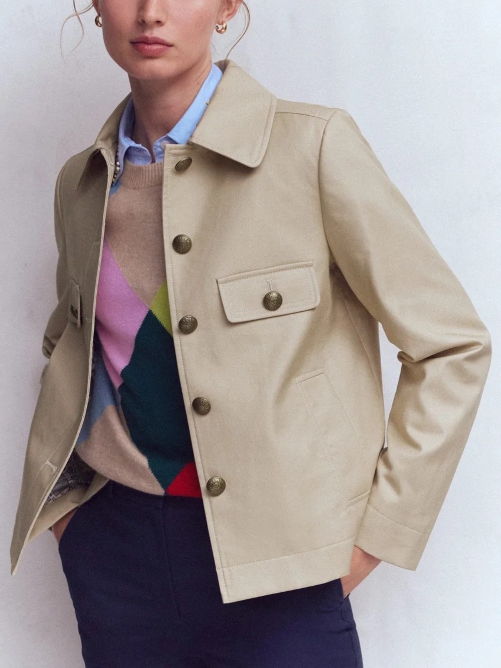 Boden Gloucester Mac Shortt Trench Coat in Cappuccino, size 4P NWT!
